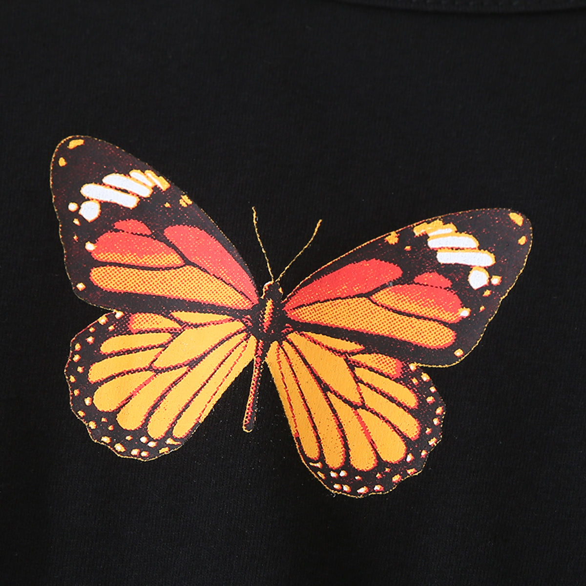 Round Neck Butterfly Graphic Long Sleeve T-Shirt