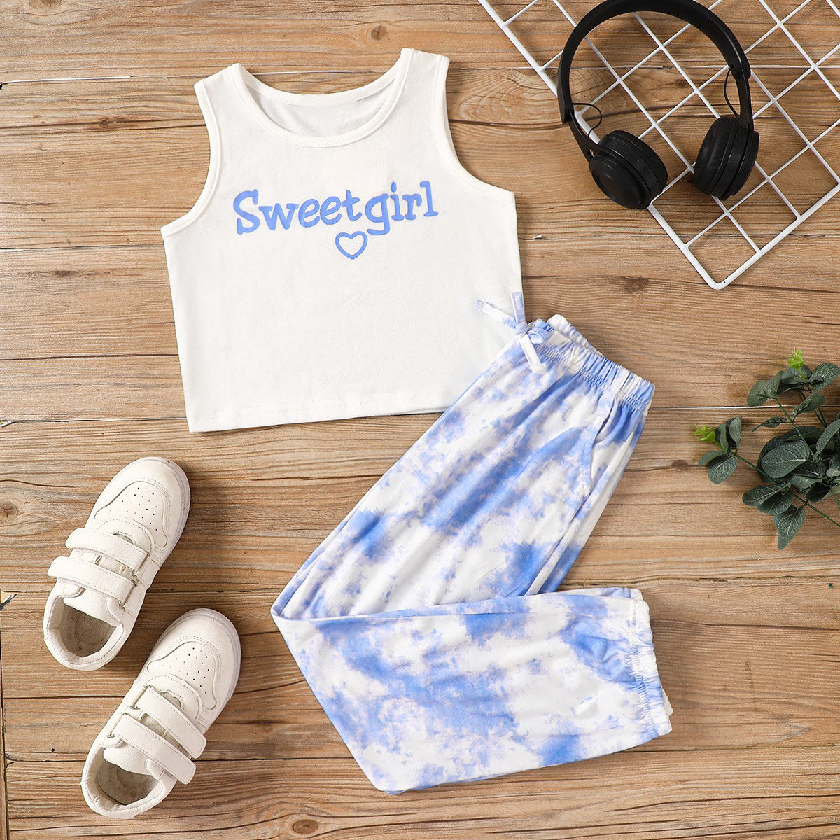 SWEET GIRL Tank and Tie-Dye Joggers Set