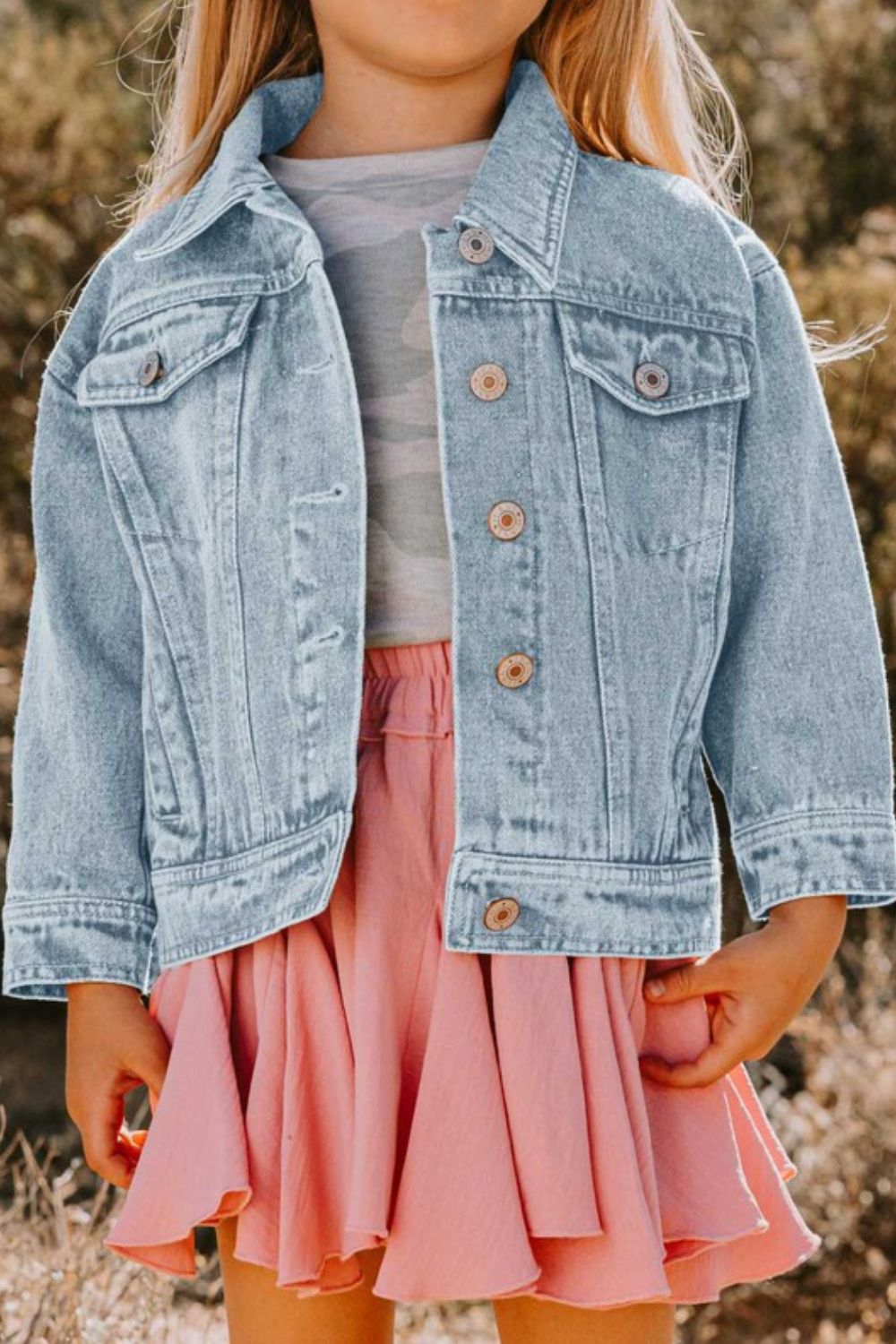 ODDI Girls Contrast Heart Denim Jacket